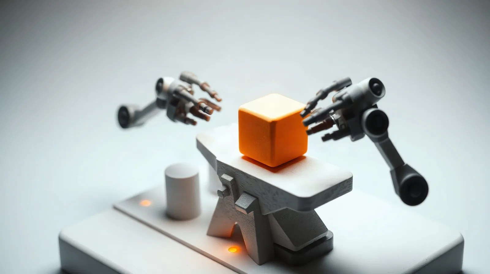 A forge shaping a glowing neural cube